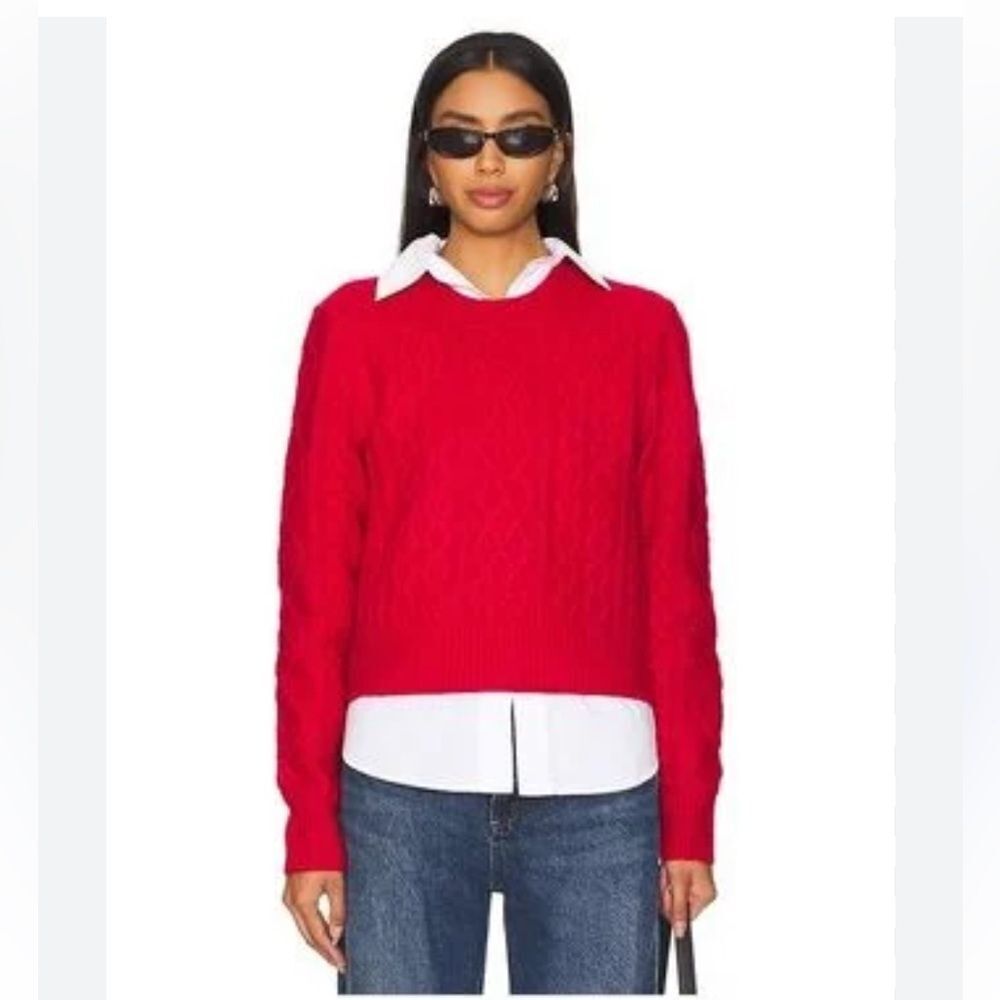 Anthropologie size Medium $198 Red Cable Knit Sweater